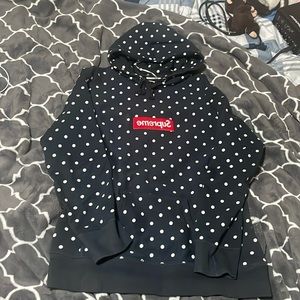 Navy Blue polka Dot Hoodie SUPREME XL